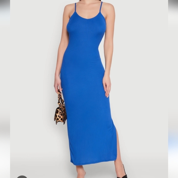 NWT Royal Blue Sleeveless Ribbed Dress - Picture 1 of 4